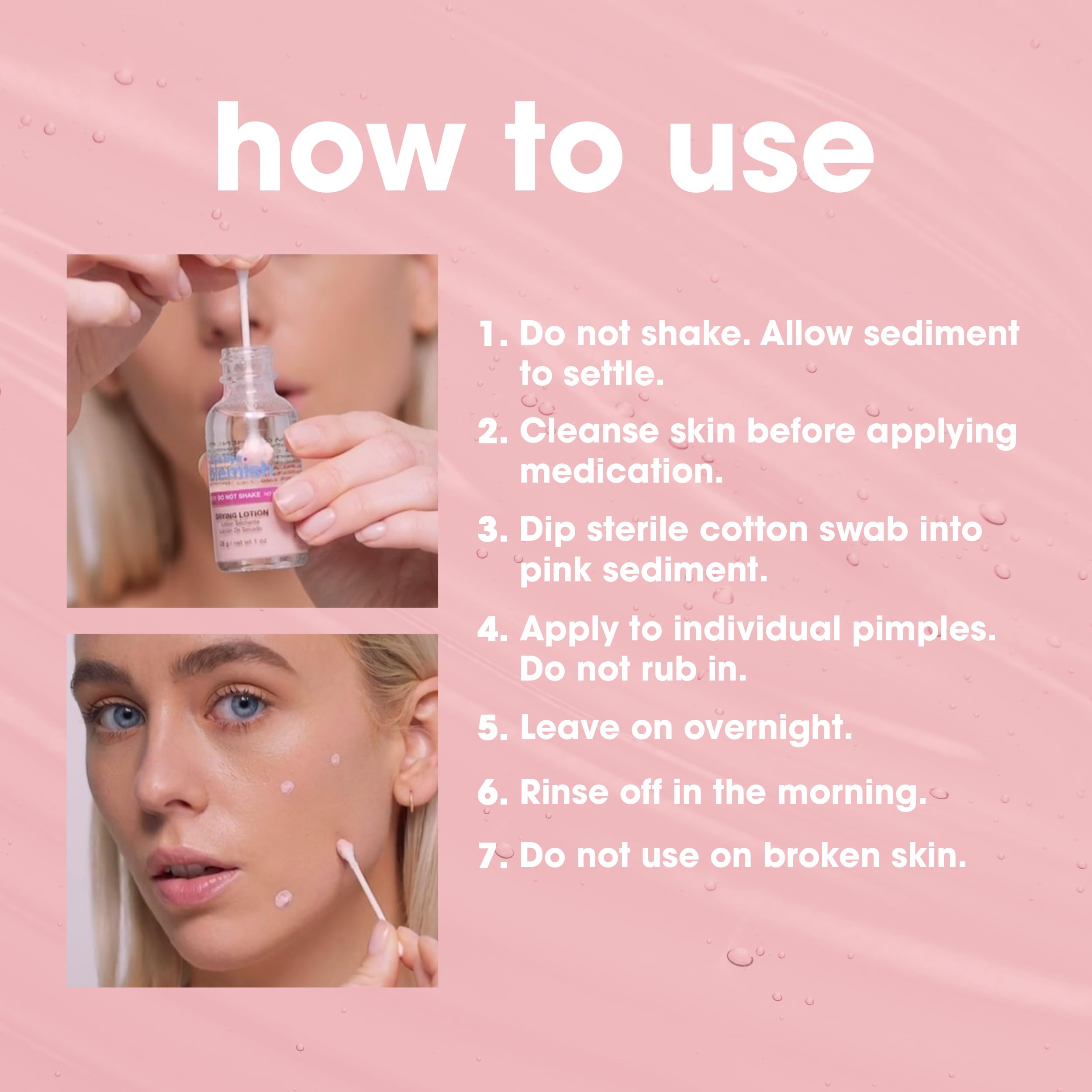 Bye Bye Blemish texture close-up reveals a gel-like lotion ready for spot use.