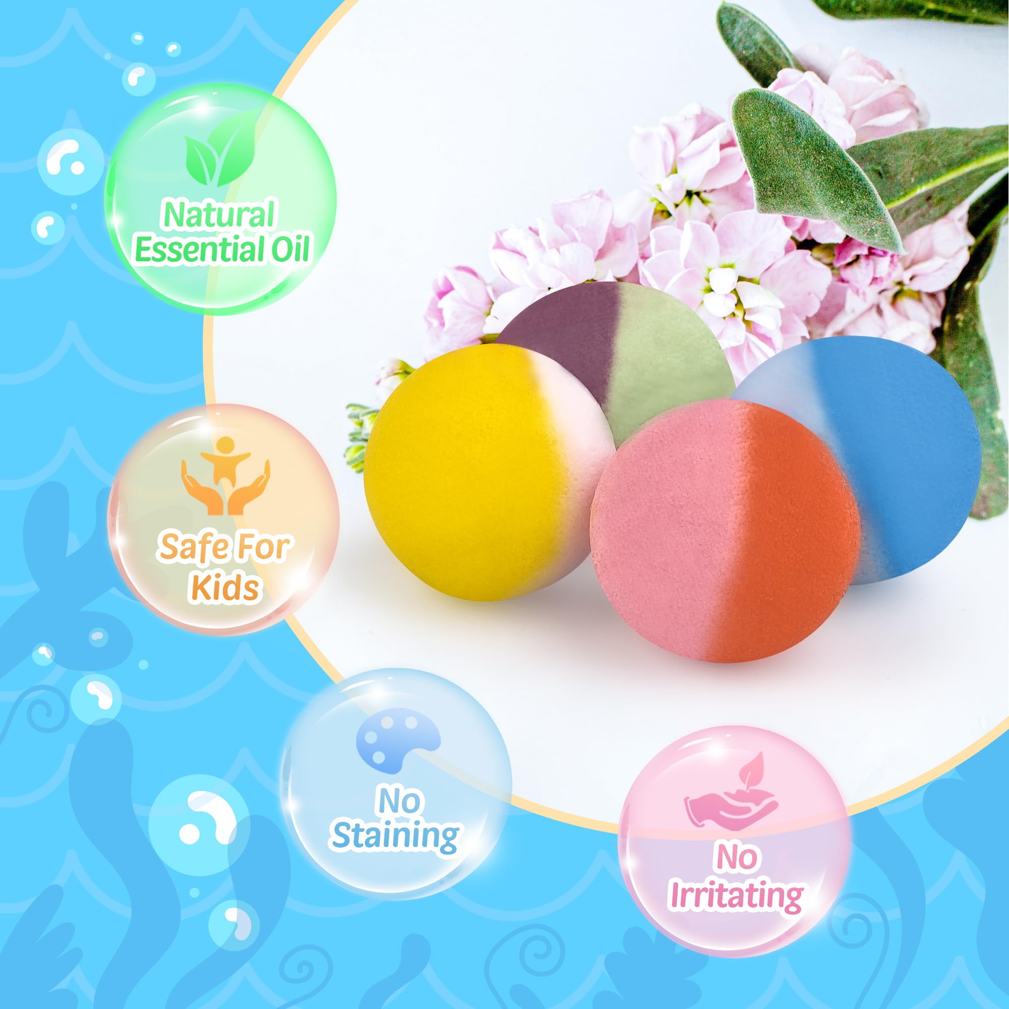 BYGGVIR eight aroma scents for kids' baths including Lavender and Peach.