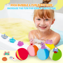 BYGGVIR bath bombs with glow-in-the-dark toys for nighttime fun.