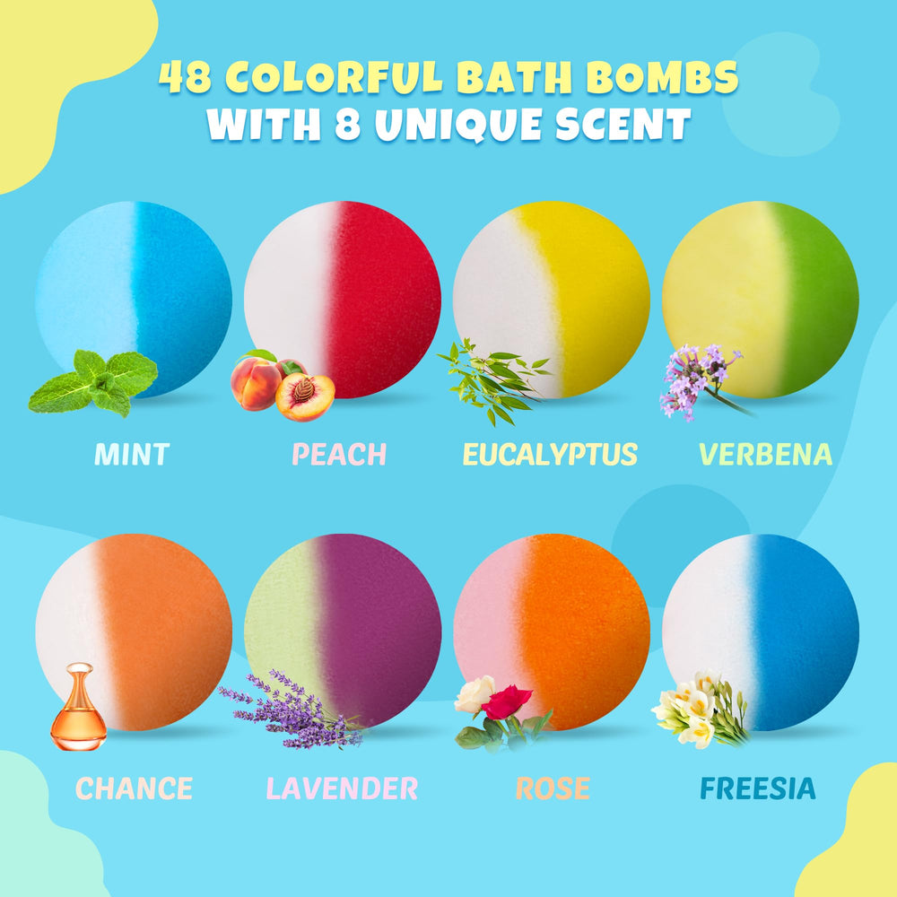BYGGVIR bath bombs revealing a surprise toy in the tub.