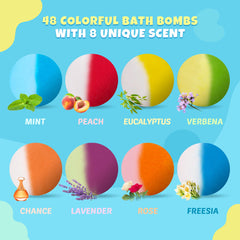 BYGGVIR bath bombs revealing a surprise toy in the tub.
