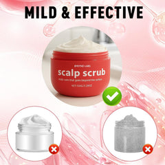 Pumice exfoliant texture shown for precise, gentle scrubbing on dry scalp