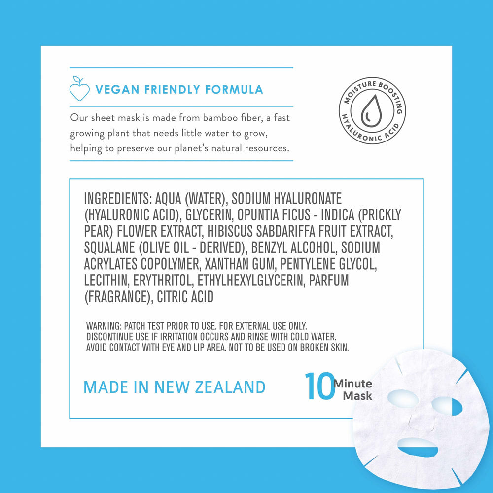 By Nature 2% hyaluronic acid sheet mask deepens moisture for a plumper feel.