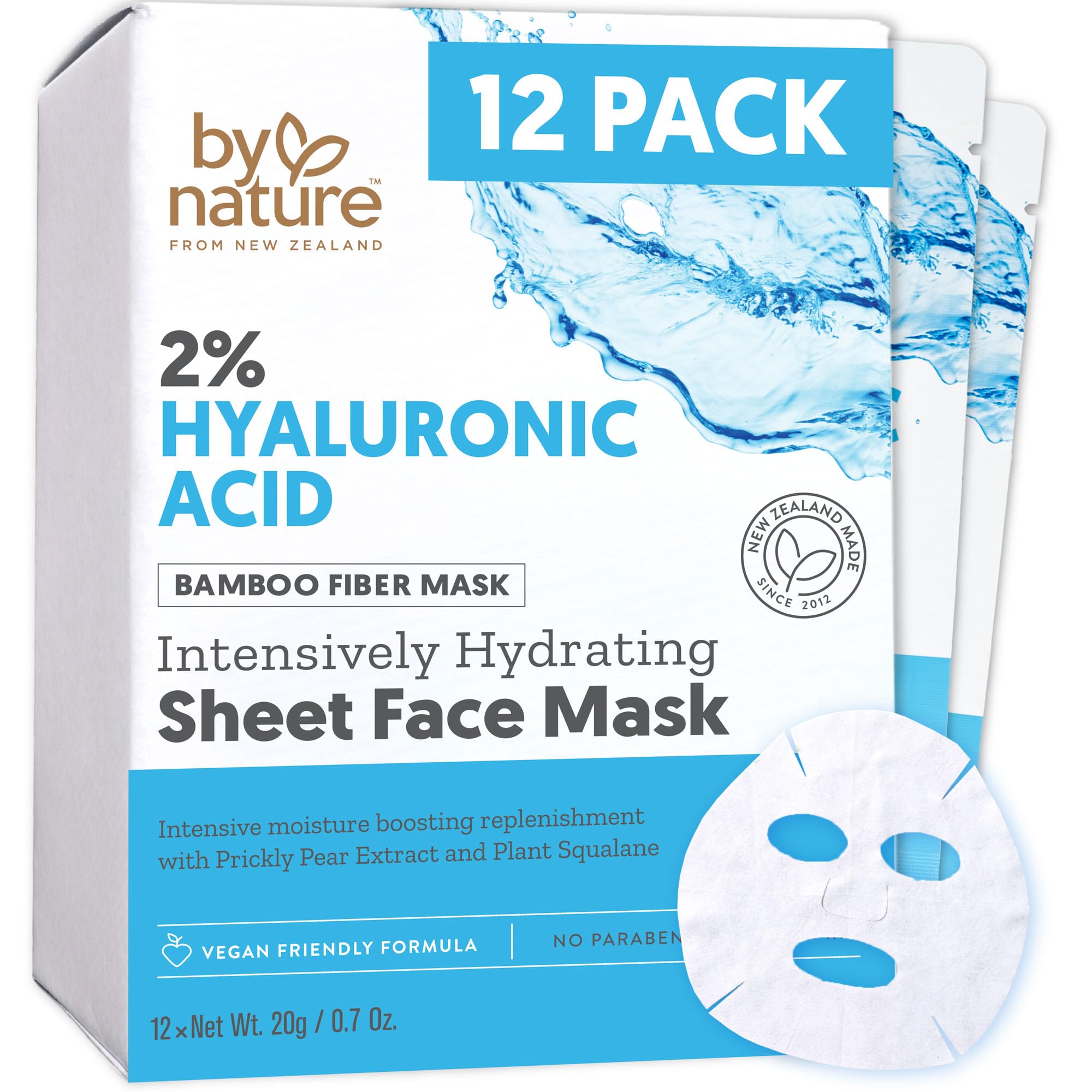 By Nature hyaluronic acid sheet mask pack delivers instant hydration for dry skin.