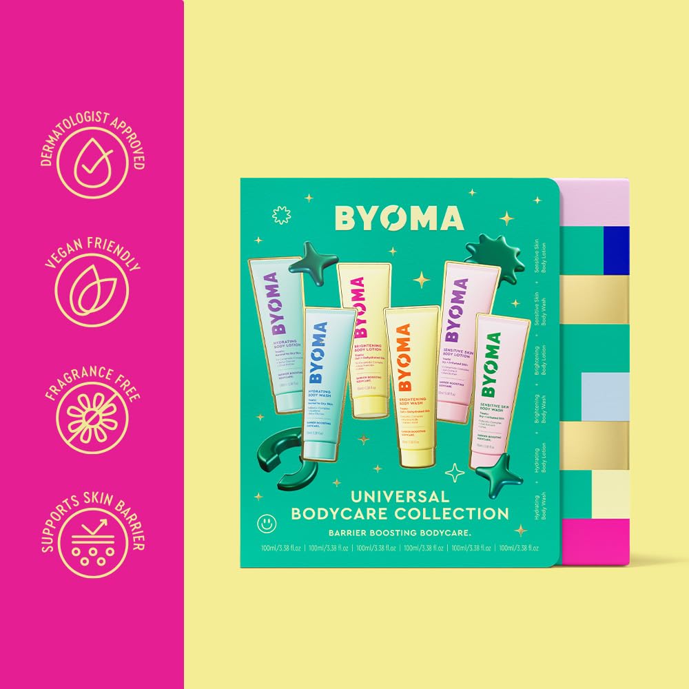 BYOMA brightening lotion bottle providing brightened skin and smooth feel