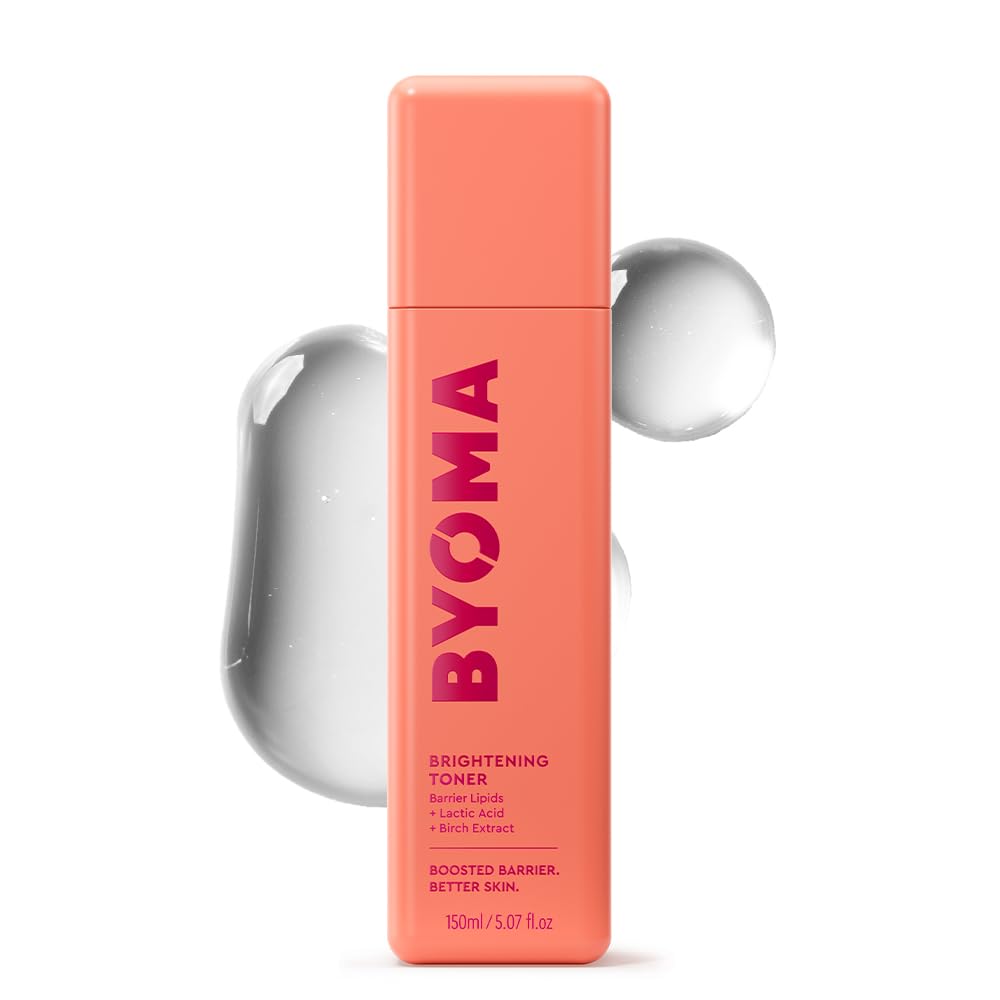 Byoma Brightening Toner bottle pour for easy, controlled application.