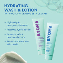 BYOMA brightening wash texture showing radiant skin and even tone