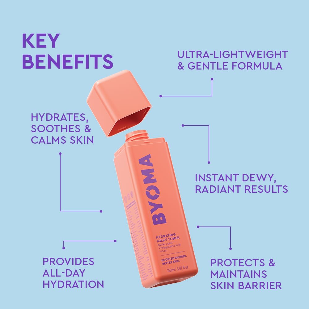 BYOMA Hydrating Milky Toner application pump demonstrates easy daily use