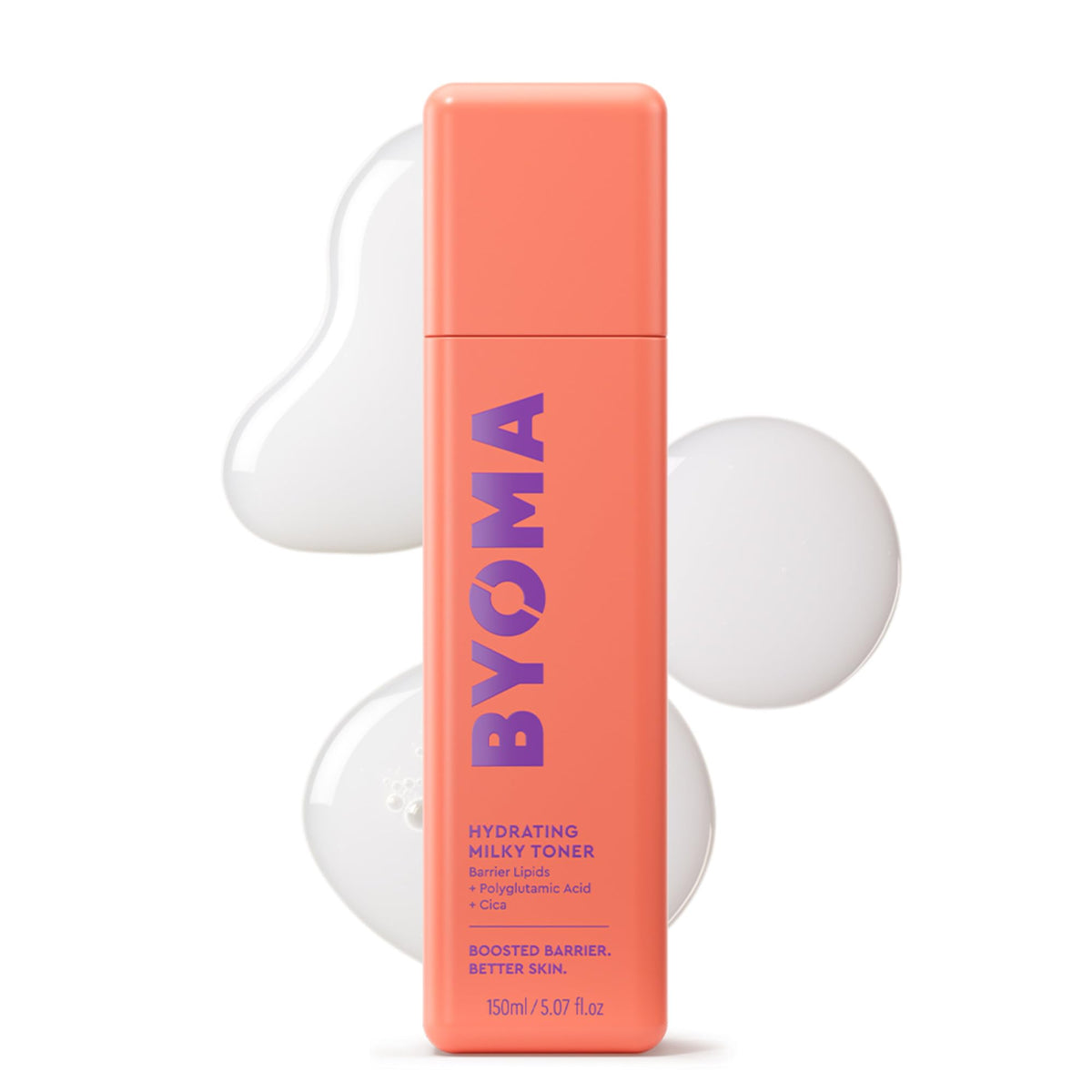 BYOMA Hydrating Milky Toner bottle close-up showing soothing hydration for dry skin