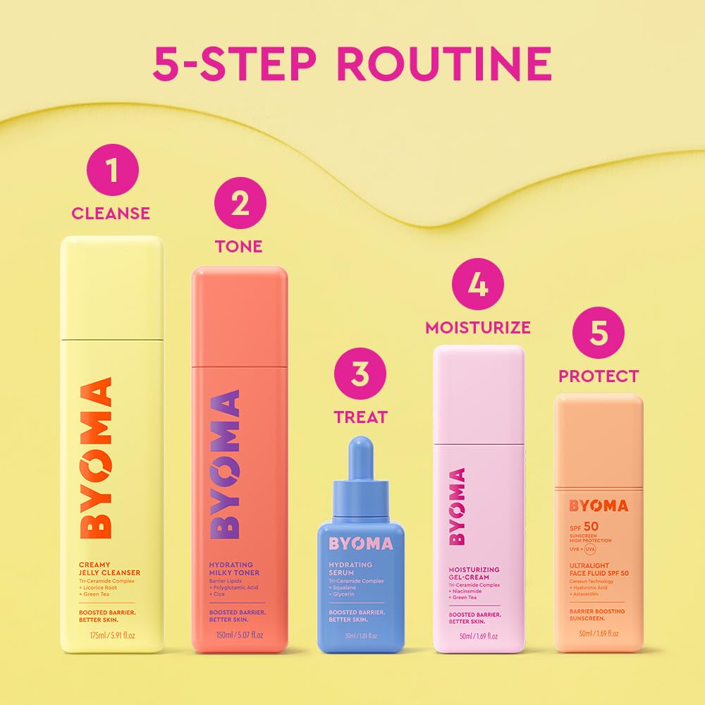 BYOMA Hydrating Milky Toner close-up label showcases clean, vegan formula