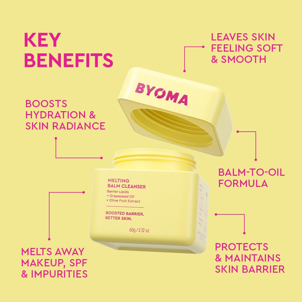 Applying BYOMA Melting Balm Cleanser on skin for a soft, hydrating cleanse.