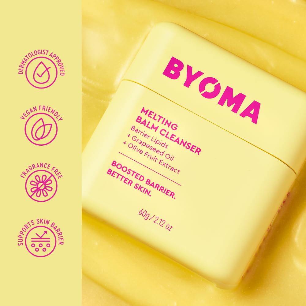 Olive fruit extract in BYOMA cleanser for nourishing touch.