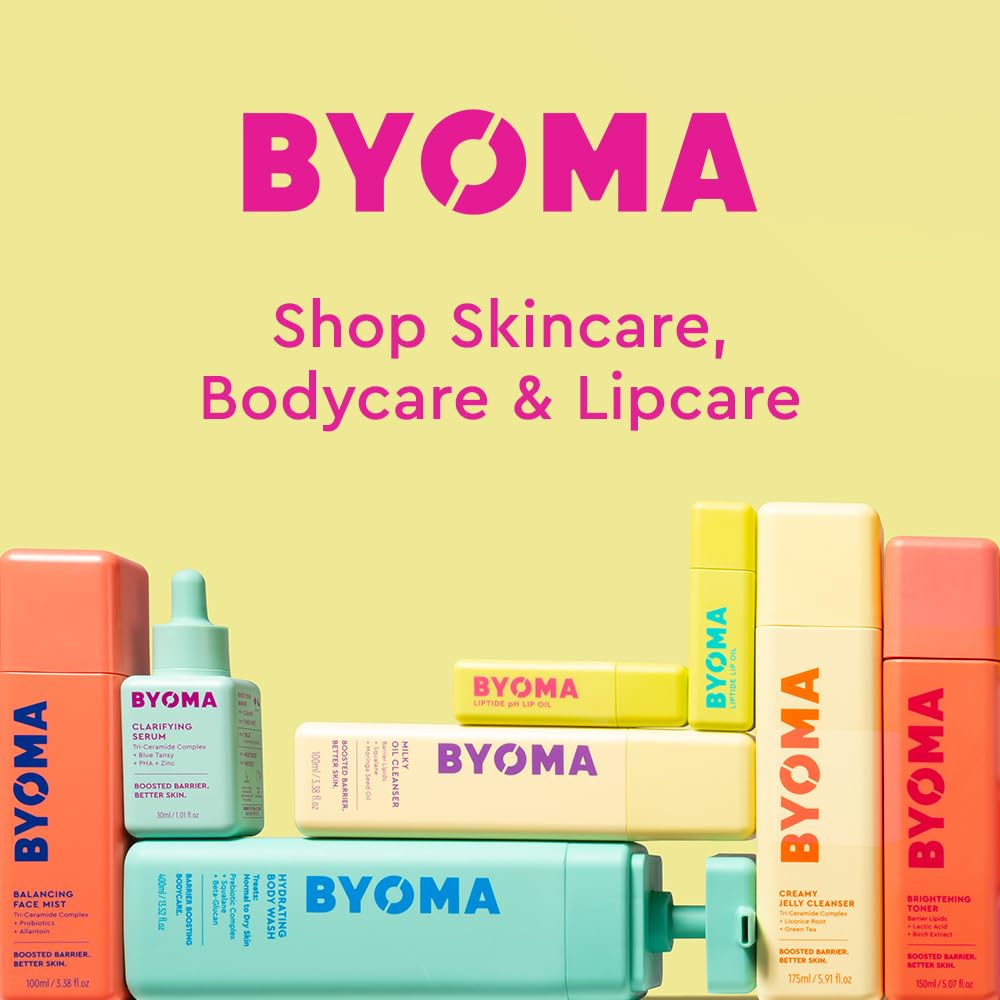 BYOMA Nourishing Body Oil packaging highlights vegan, cruelty-free branding and easy use.