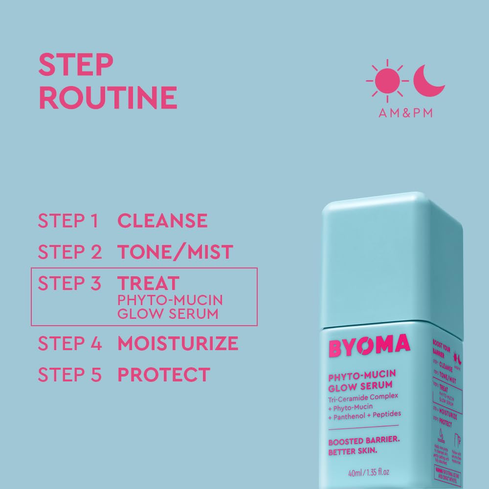 BYOMA Phyto-Mucin Glow Serum swirl detail emphasizes moisture delivery