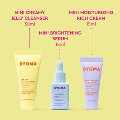 BYOMA So Bright Set brightening serum bottle targeting uneven tone.