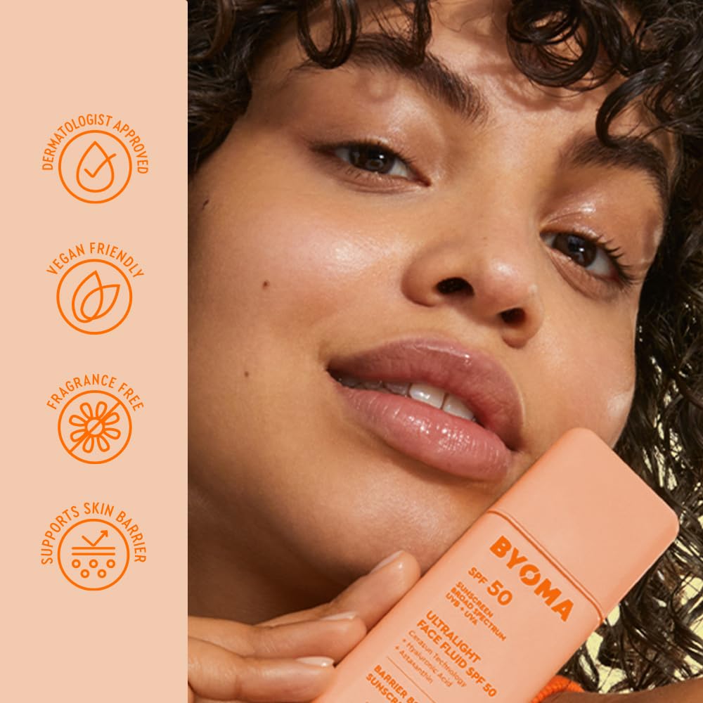 BYOMA SPF 50 Face Fluid no white cast visible on skin