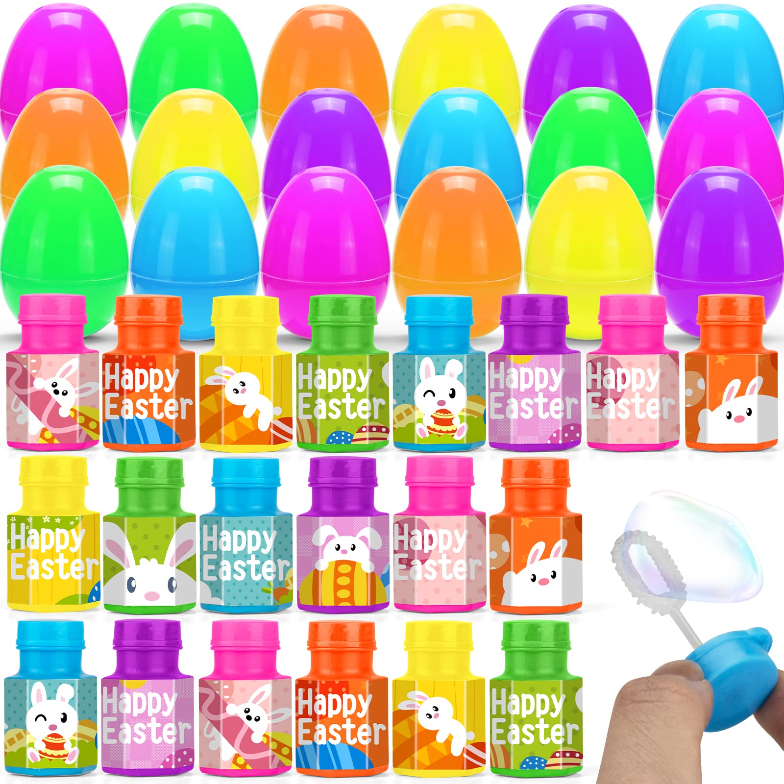 BYONEBYE Easter eggs with bubble bottles in 6 colors for festive hunts
