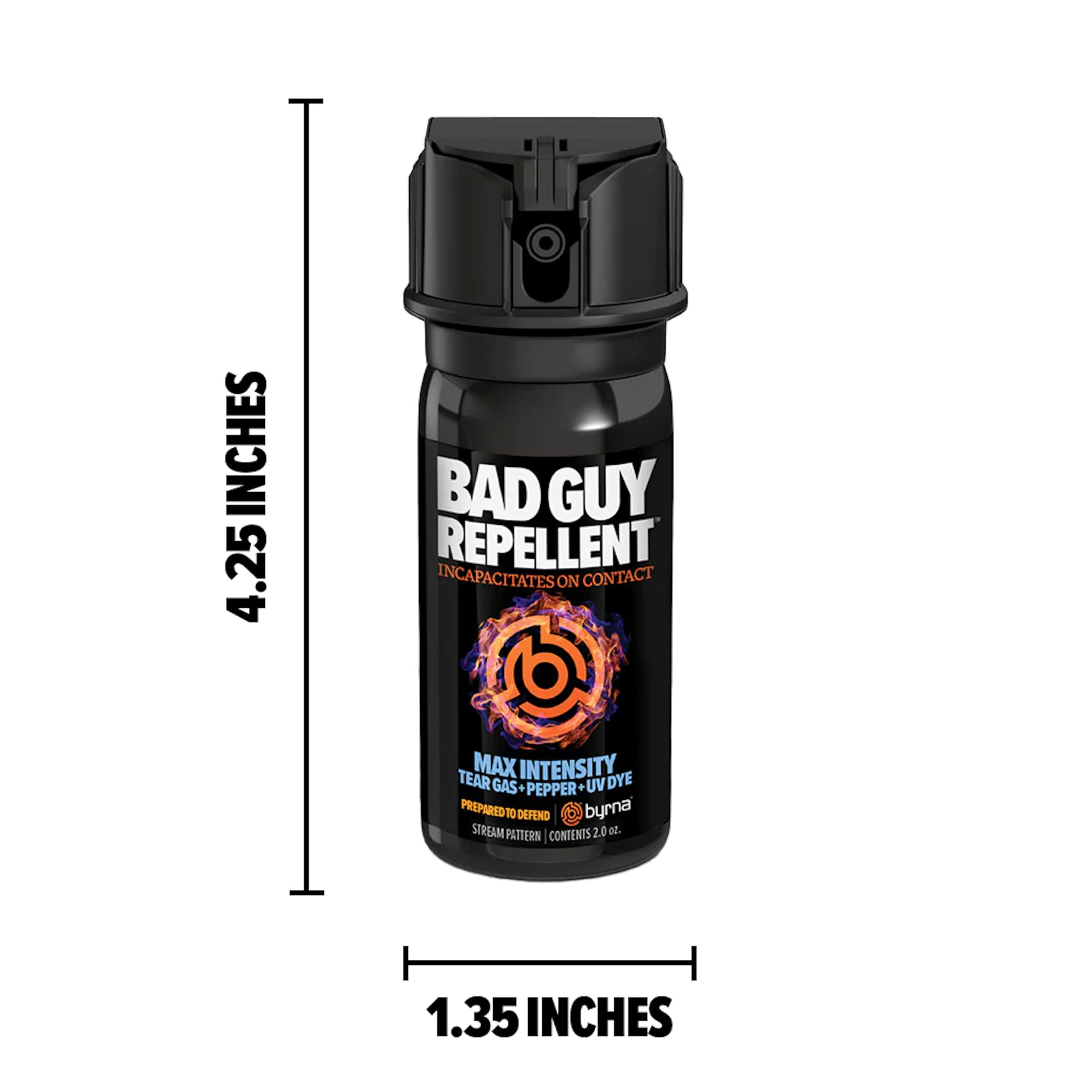 Byrna BGR MAX two-ounce spray – precise stream for accurate targeting.