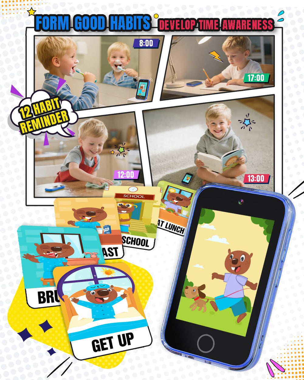Byserten kids phone preloaded games support logic and memory