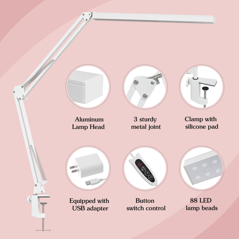 BZBRLZ Desk Lamp with three color modes supports precise work lighting.