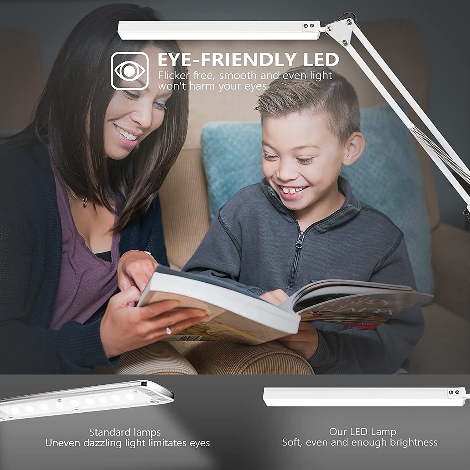 BZBRLZ LED Desk Lamp energy-saving LED reduces power use.