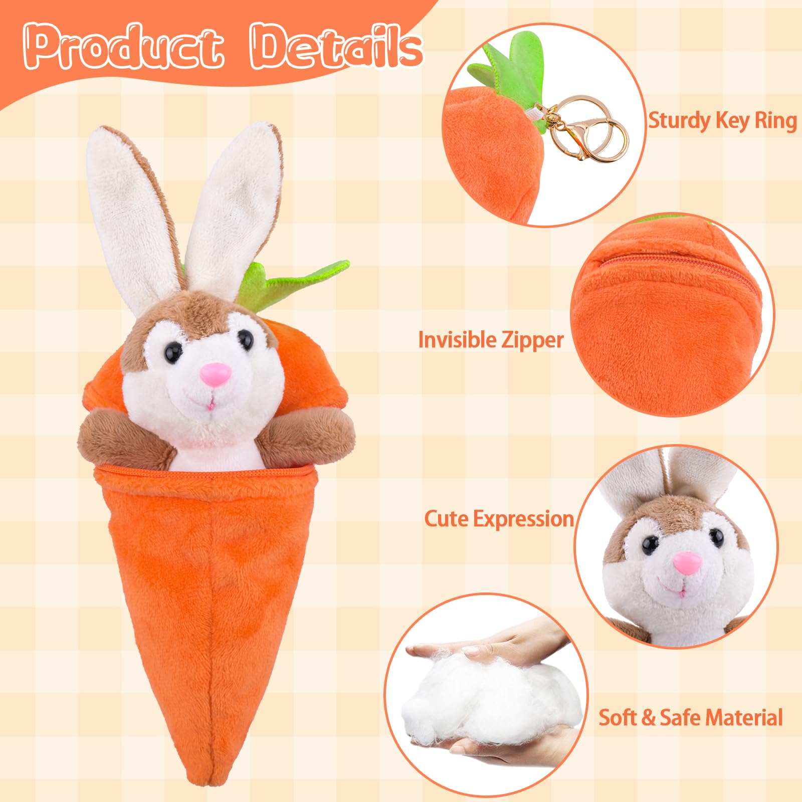 BZPBZP Bunny with keychain clip for bags and keys