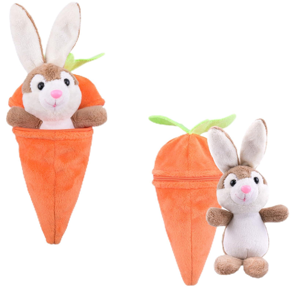 BZPBZP Easter Bunny peeking out of carrot pouch; ideal Easter basket stuffer