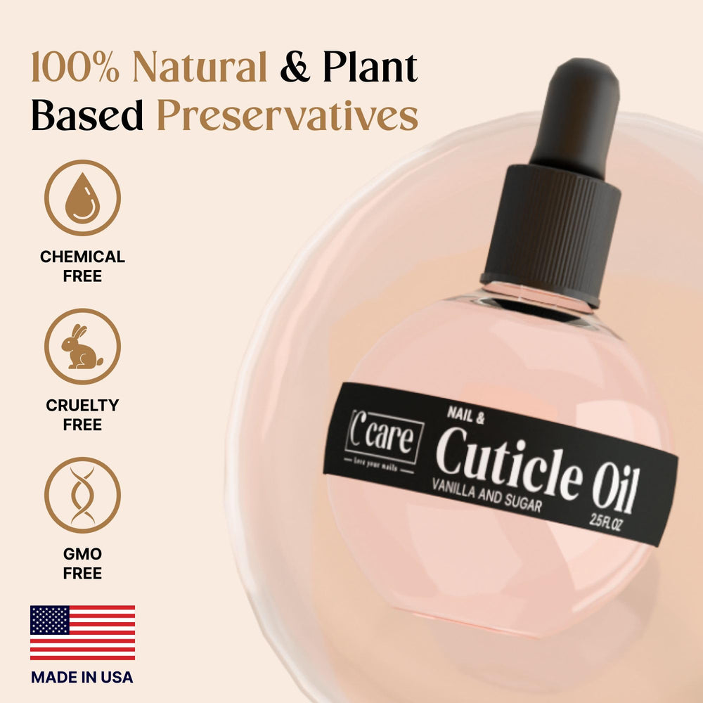 Dropper application of C CARE cuticle oil for overnight nail nourishment.