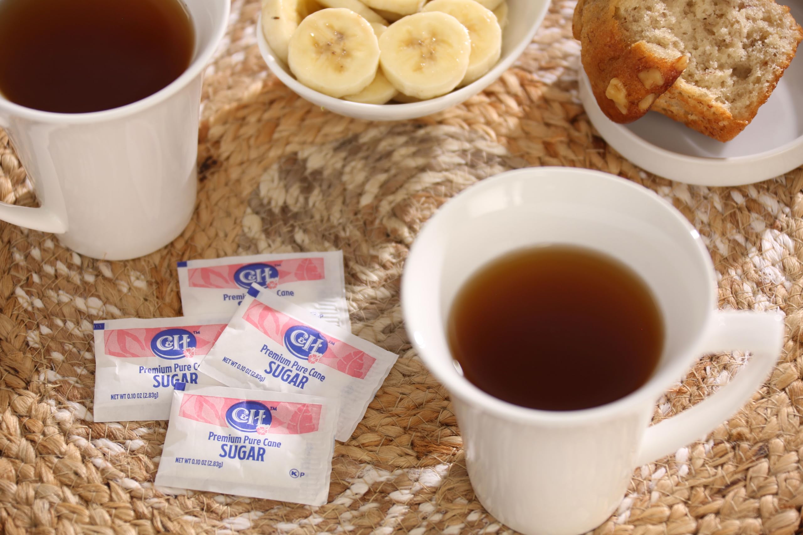 C&H packets organized for kitchen or cafe storage and easy access