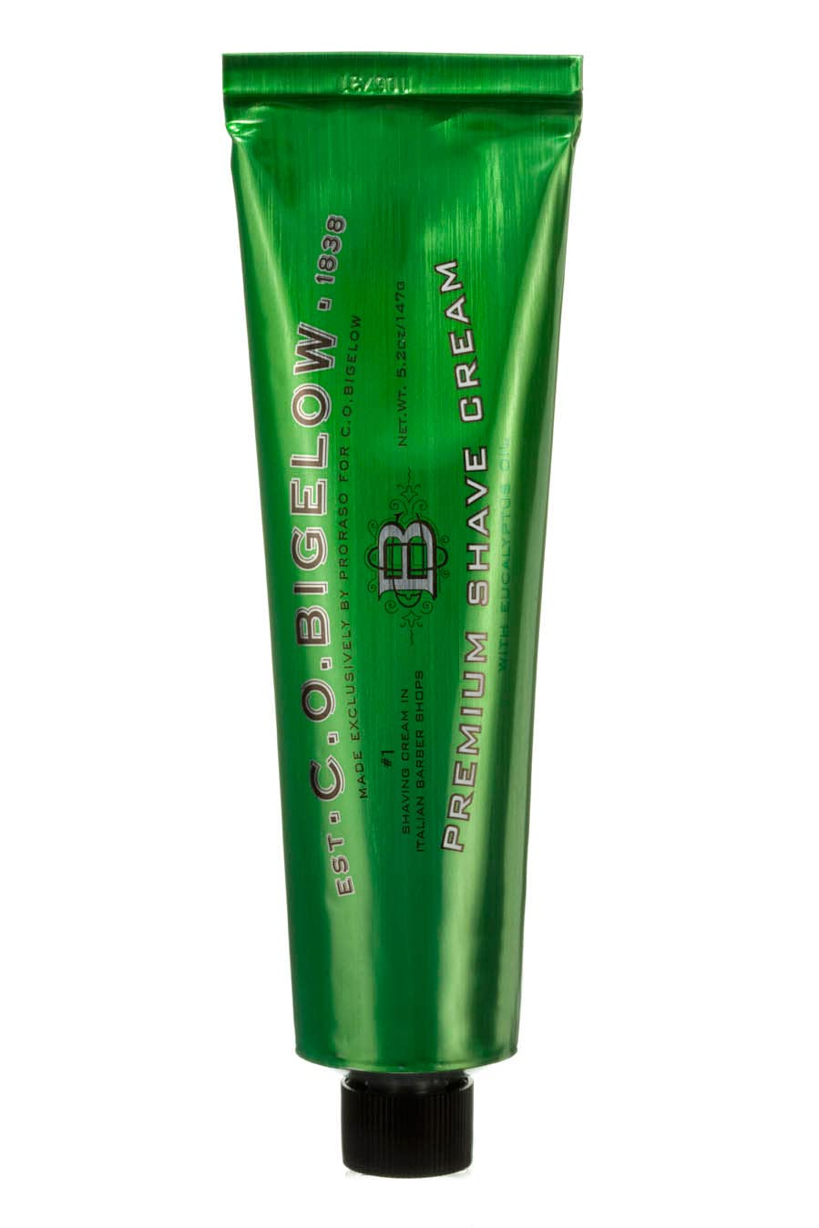 C.O. Bigelow Shaving Cream pours into smooth foam for a comfortable shave