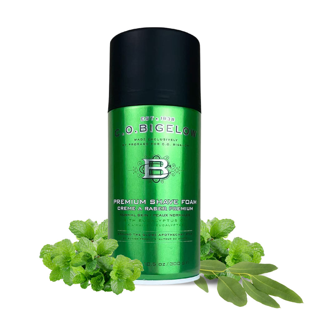 C.O. Bigelow Shaving Foam with eucalyptus oil ingredients for refreshing routine