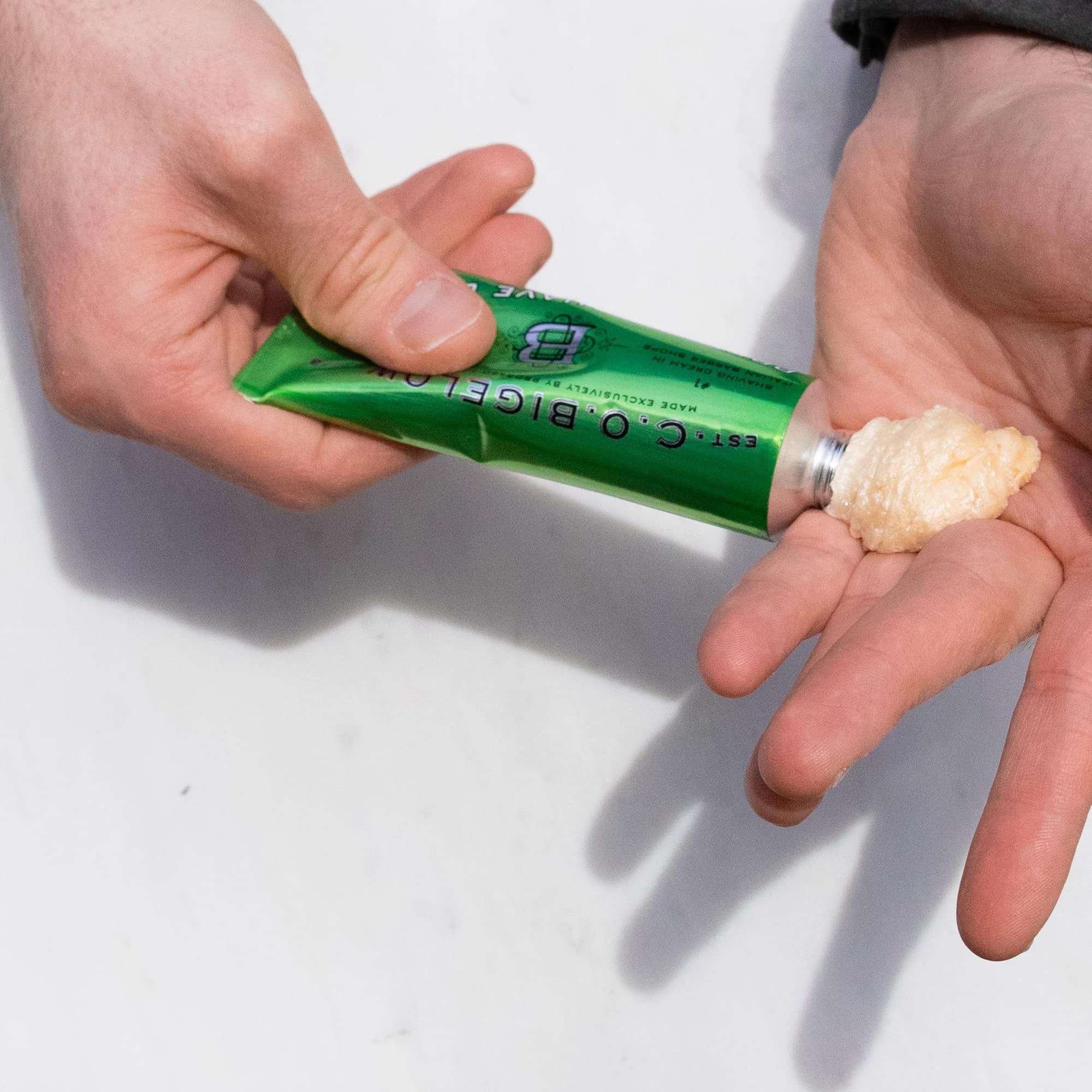 Subtle fragrance note from C.O. Bigelow shaving cream for a fresh finish.
