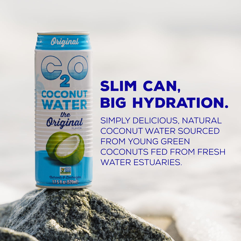 C2O Original Coconut Water bottle pouring ideal for post workout refreshment