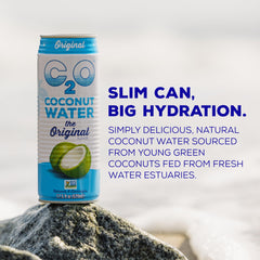 C2O Original Coconut Water bottle pouring ideal for post workout refreshment