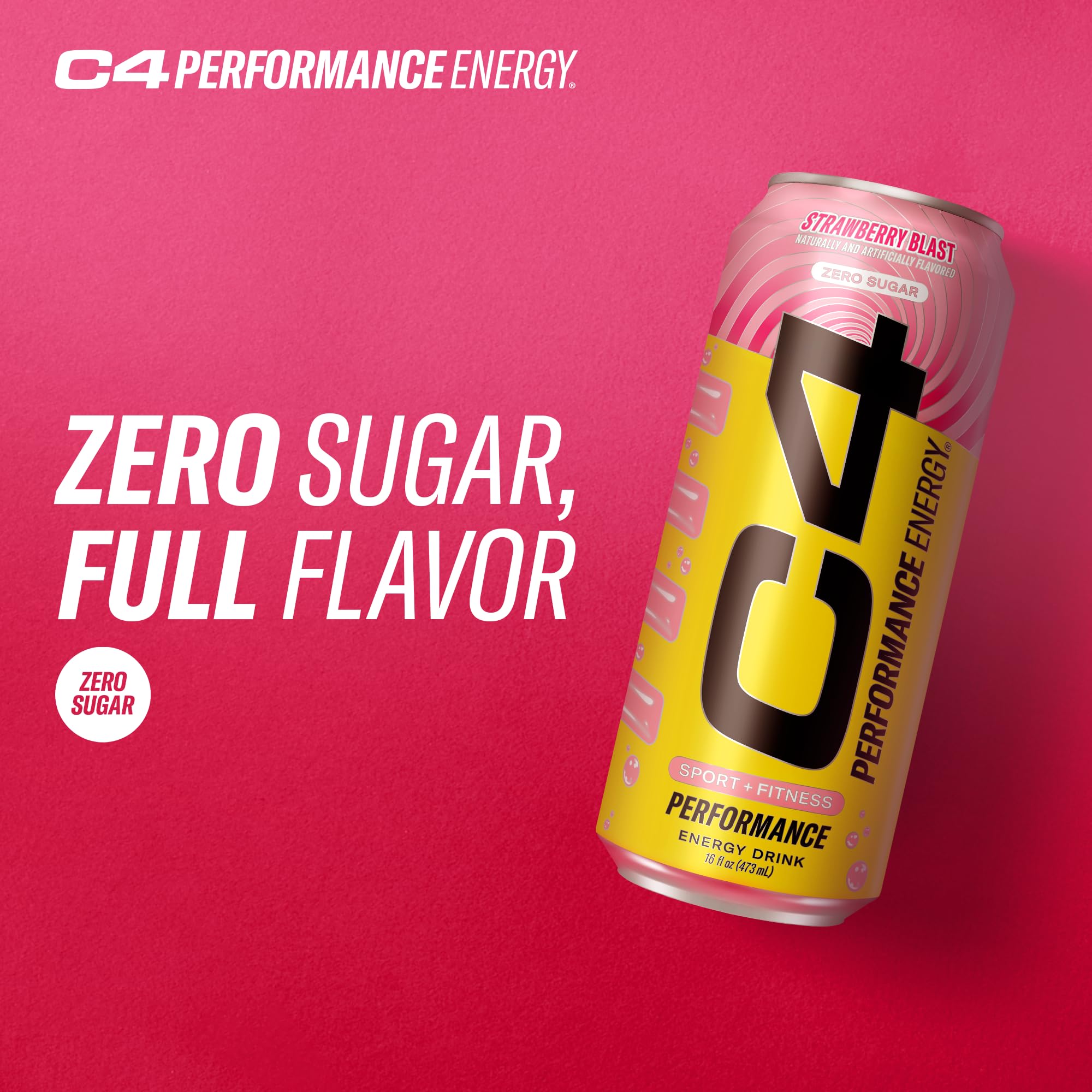 C4 Strawberry Blast athlete preworkout scene suggests ready-to-use energy before training.