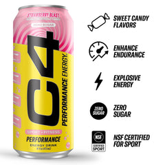 C4 Strawberry Blast pours into glass showing quick energy for preworkout routines.