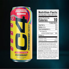 C4 Cosmic Rainbow can back shows nutrition panel and caffeine details for informed use.