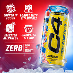 C4 Energy 16oz can being poured, ideal for quick hydration and focus.