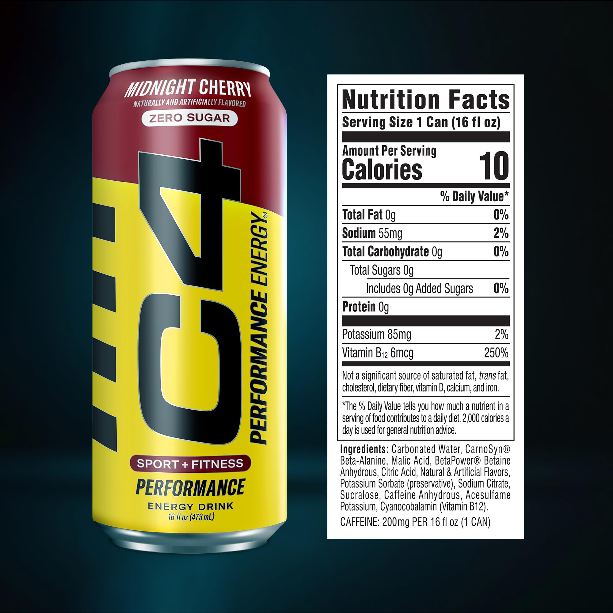 Chilled C4 Midnight Cherry can on ice ready for training