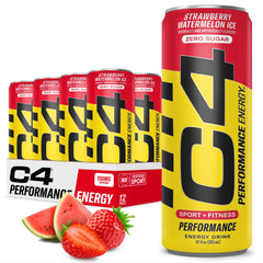 C4 Energy Drink Strawberry Watermelon Ice can front view for pre-workout energy