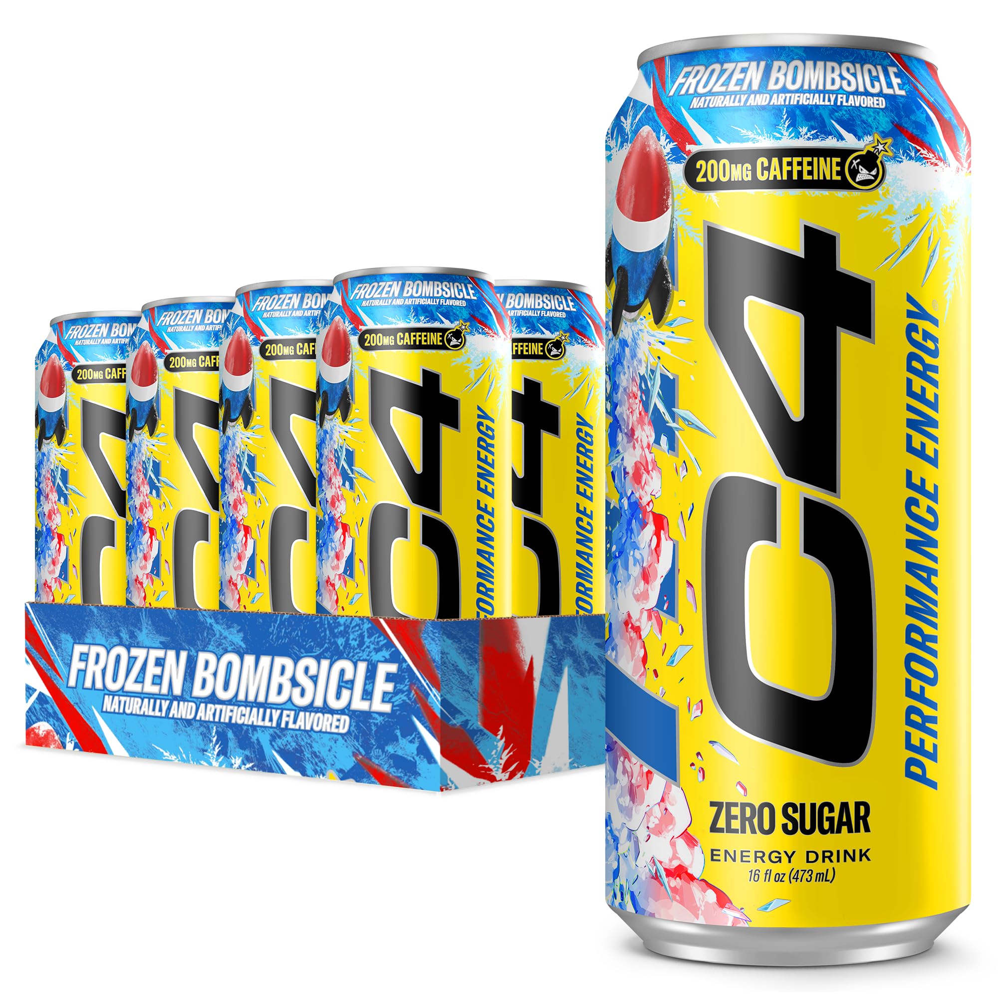 C4 Energy Frozen Bombsicle can front view for a sugar-free energy boost during workouts.