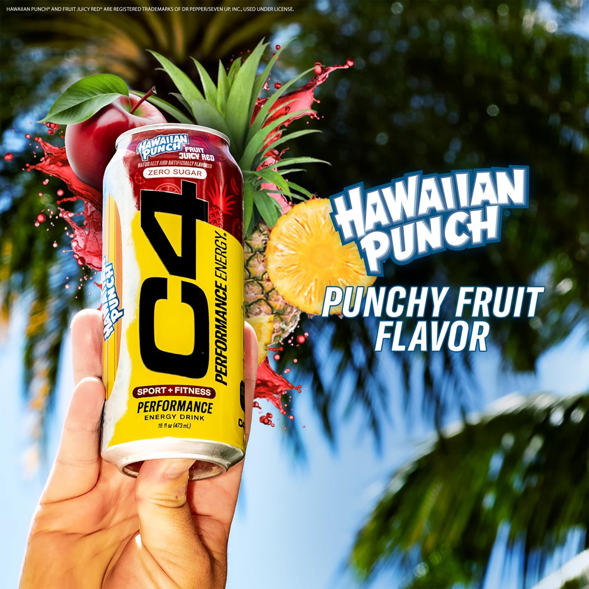 C4 Energy Hawaiian Punch gym-bag-ready image implies on-the-go energy