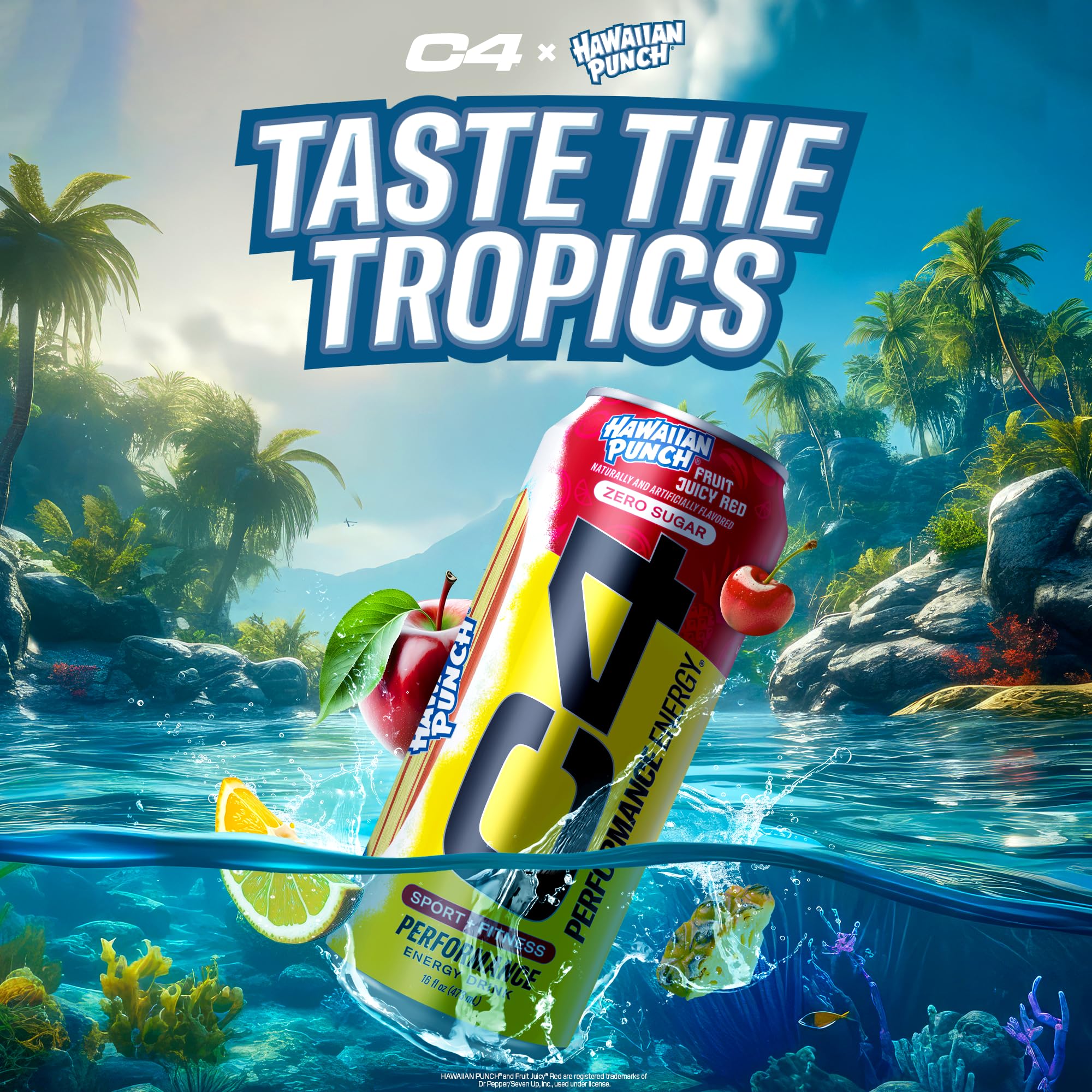 C4 Energy Hawaiian Punch post-workout-recovery pairing with water bottle