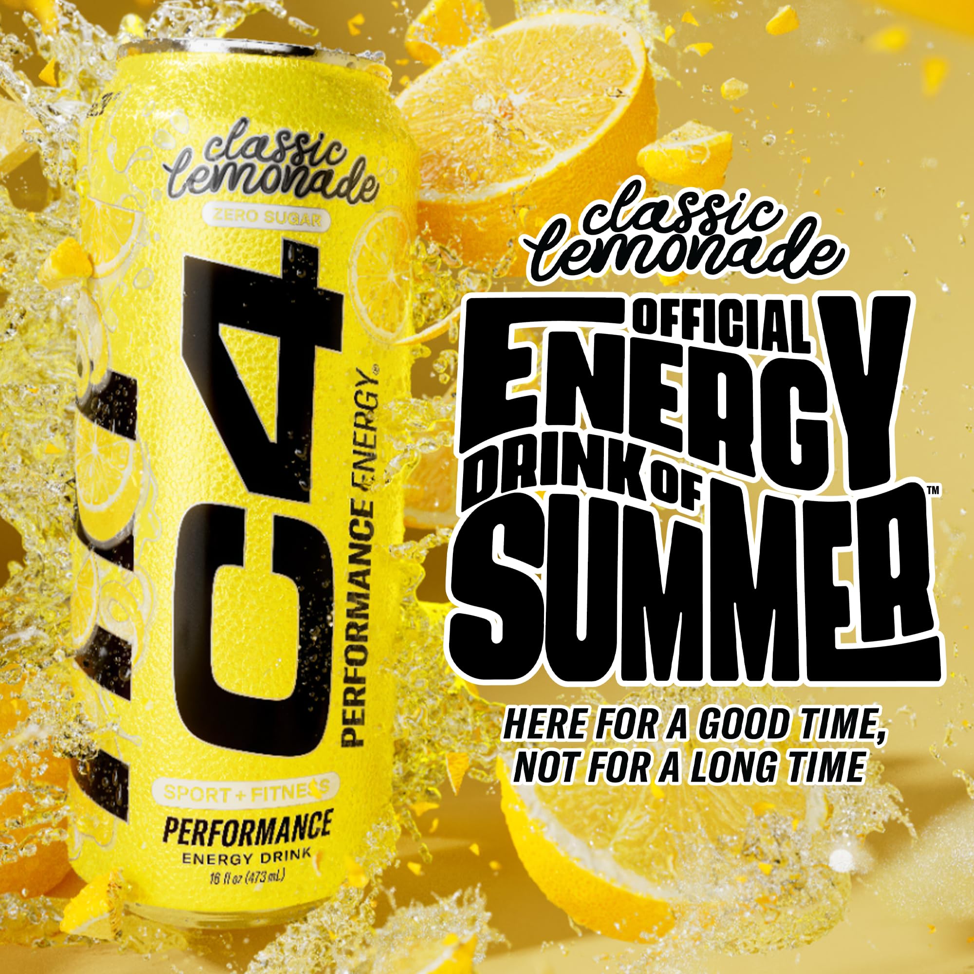 C4 Lemonade ingredients label highlighting zero sugar feature