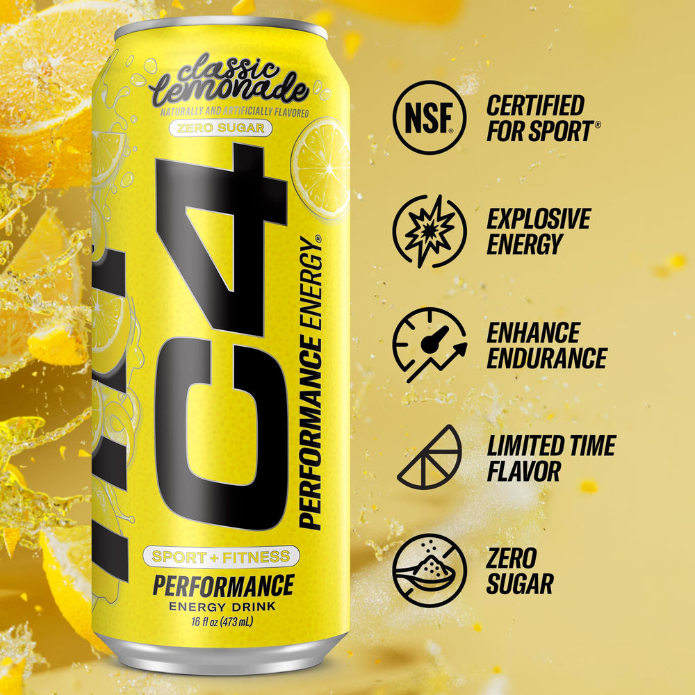 C4 Lemonade can pouring into glass during training session