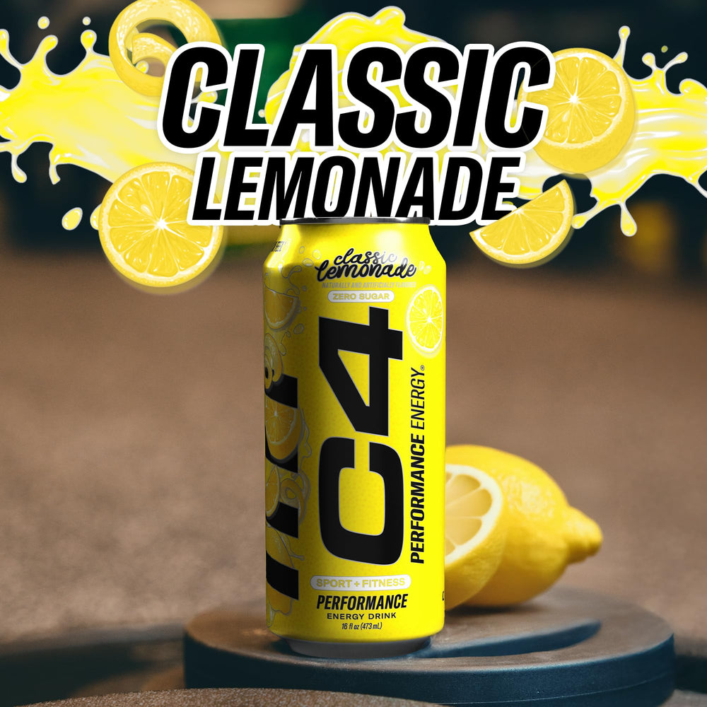 Chilled C4 Lemonade can ready for post-workout recovery