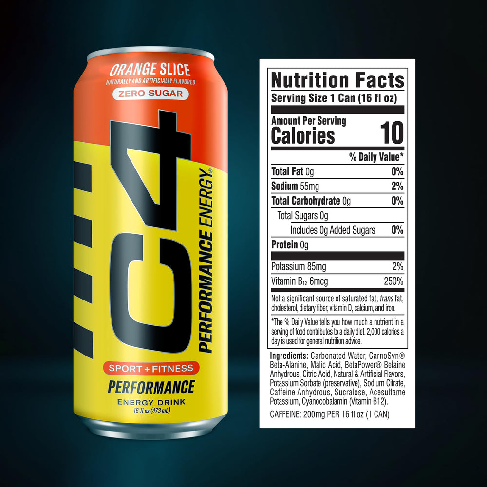 C4 Energy label closeup shows zero sugar and no calories for clean pre-workout