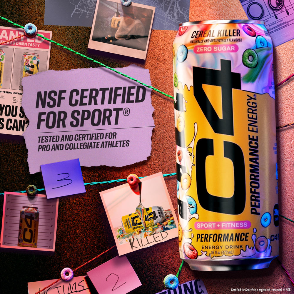 12-can pack of C4 Energy Cereal Killer on display for convenient stocking.