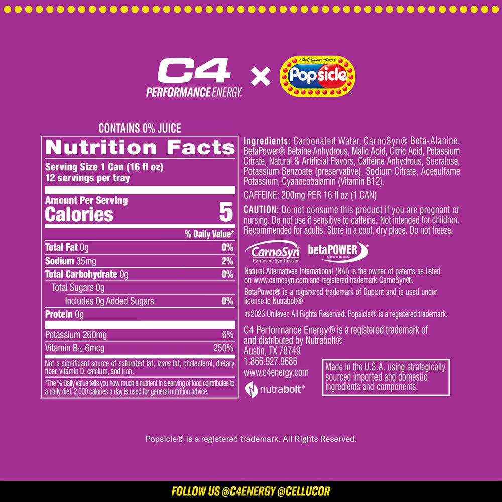 C4 Energy Popsicle athlete-ready scene conveys endurance-friendly flavor without artificial colors