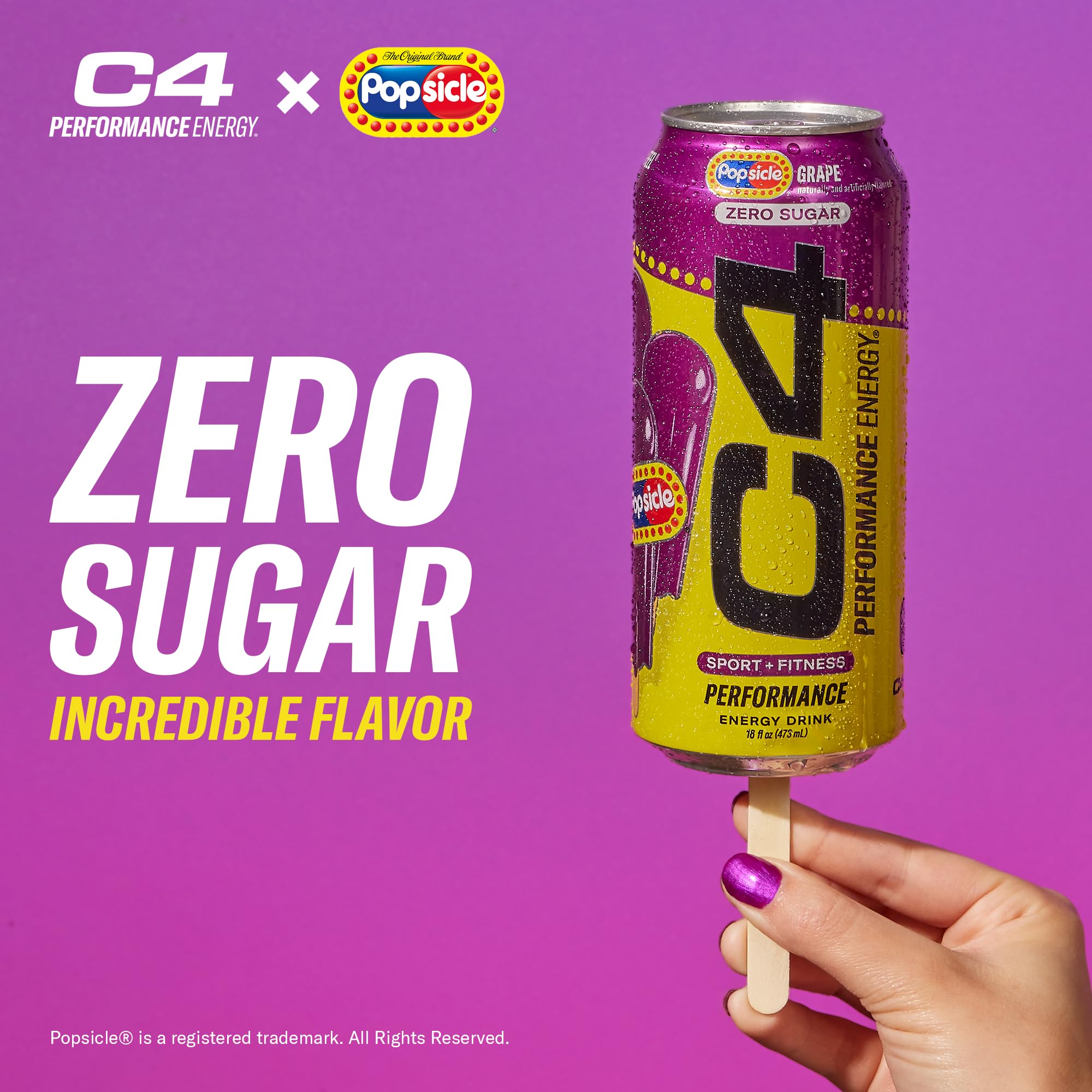 C4 Energy Popsicle cherry-ice close-up conveys bold flavor without sugar